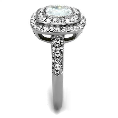 TK2114 - High polished (no plating) Stainless Steel Ring with AAA Grade CZ in Clear