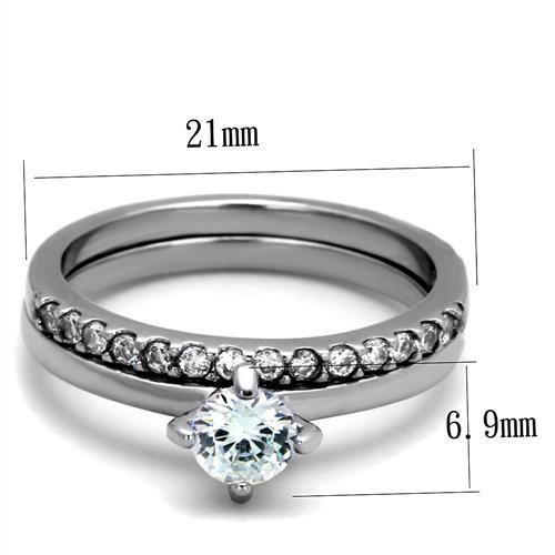 TK2115 - High polished (no plating) Stainless Steel Ring with AAA Grade CZ in Clear