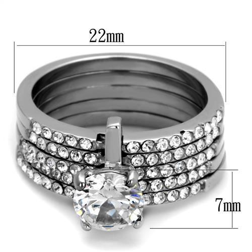 TK2120 - High polished (no plating) Stainless Steel Ring with AAA Grade CZ in Clear