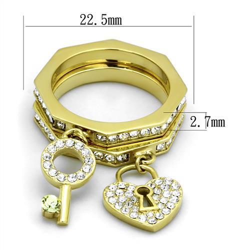 TK2127 - IP Gold(Ion Plating) Stainless Steel Ring with Top Grade Crystal in Citrine Yellow