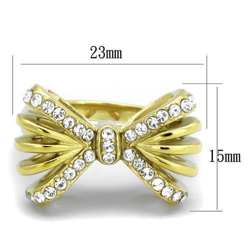 TK2128 - IP Gold(Ion Plating) Stainless Steel Ring with Top Grade Crystal in Clear