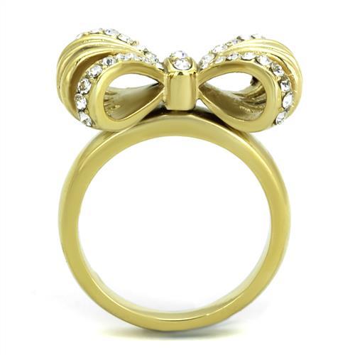 TK2128 - IP Gold(Ion Plating) Stainless Steel Ring with Top Grade Crystal in Clear