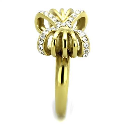 TK2128 - IP Gold(Ion Plating) Stainless Steel Ring with Top Grade Crystal in Clear