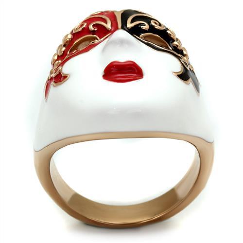 TK2142 - IP Rose Gold(Ion Plating) Stainless Steel Ring with Epoxy in Multi Color