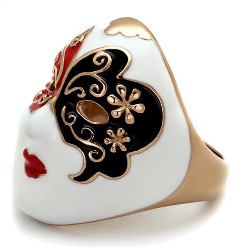 TK2142 - IP Rose Gold(Ion Plating) Stainless Steel Ring with Epoxy in Multi Color
