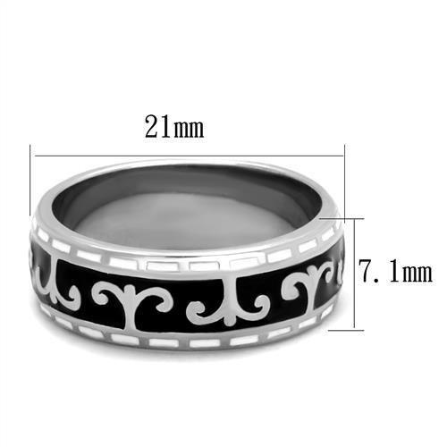 TK2154 - High polished (no plating) Stainless Steel Ring with Epoxy in Jet