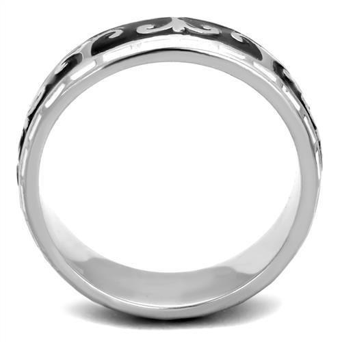 TK2154 - High polished (no plating) Stainless Steel Ring with Epoxy in Jet