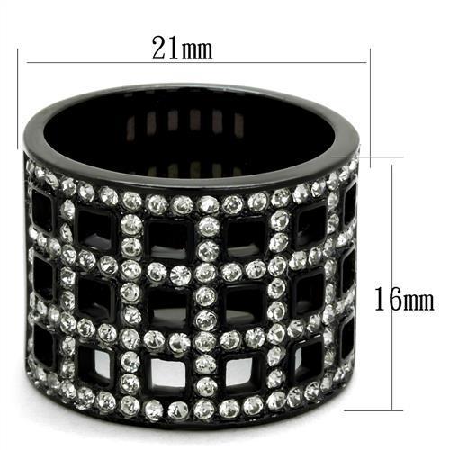 TK2155 - IP Black(Ion Plating) Stainless Steel Ring with Top Grade Crystal in Black Diamond