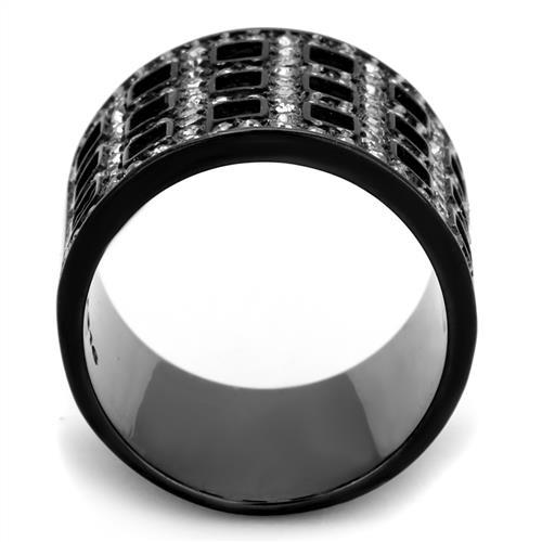 TK2155 - IP Black(Ion Plating) Stainless Steel Ring with Top Grade Crystal in Black Diamond