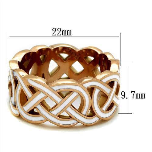 TK2159 - IP Rose Gold(Ion Plating) Stainless Steel Ring with Epoxy in White