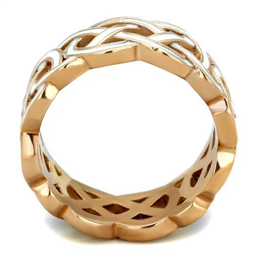 TK2159 - IP Rose Gold(Ion Plating) Stainless Steel Ring with Epoxy in White