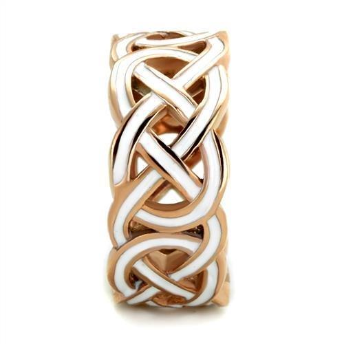 TK2159 - IP Rose Gold(Ion Plating) Stainless Steel Ring with Epoxy in White