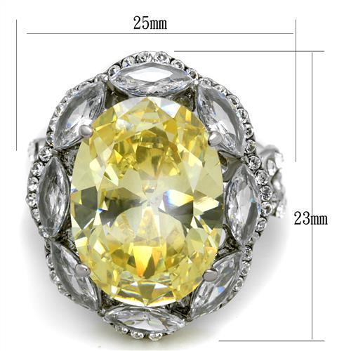 TK2162 - High polished (no plating) Stainless Steel Ring with AAA Grade CZ in Citrine Yellow