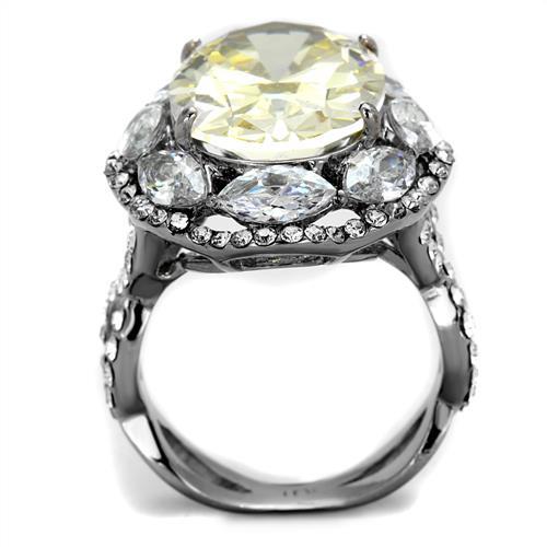 TK2162 - High polished (no plating) Stainless Steel Ring with AAA Grade CZ in Citrine Yellow