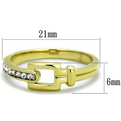 TK2164 - Two-Tone IP Gold (Ion Plating) Stainless Steel Ring with Top Grade Crystal in Clear