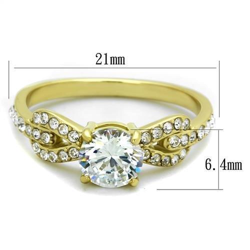 TK2168 - IP Gold(Ion Plating) Stainless Steel Ring with AAA Grade CZ in Clear