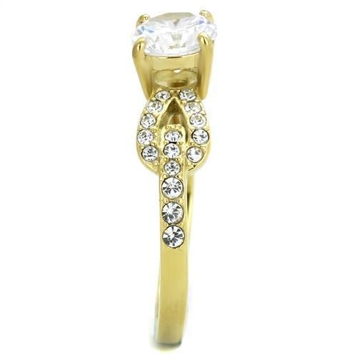 TK2168 - IP Gold(Ion Plating) Stainless Steel Ring with AAA Grade CZ in Clear