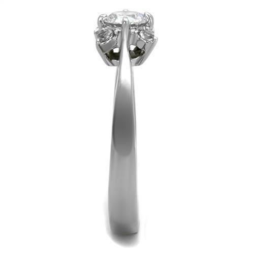 TK2172 - High polished (no plating) Stainless Steel Ring with AAA Grade CZ in Clear