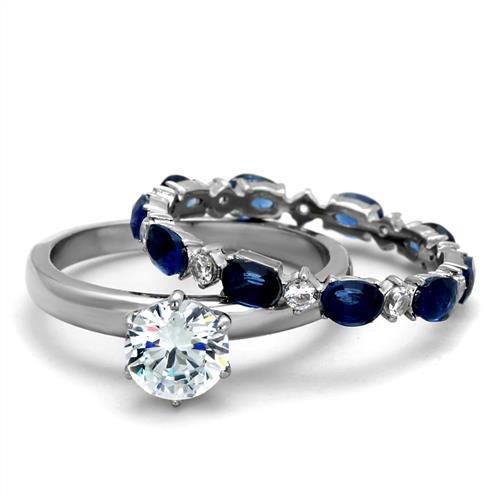 TK2175 - High polished (no plating) Stainless Steel Ring with AAA Grade CZ in Clear