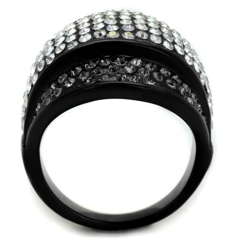 TK2200 - IP Black(Ion Plating) Stainless Steel Ring with Top Grade Crystal in Multi Color