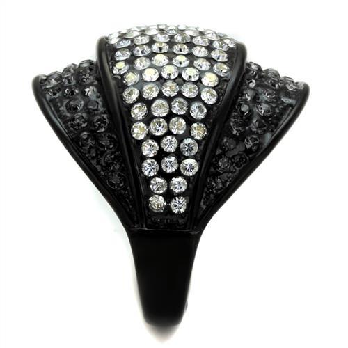 TK2200 - IP Black(Ion Plating) Stainless Steel Ring with Top Grade Crystal in Multi Color