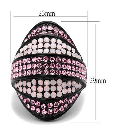 TK2201 - IP Black(Ion Plating) Stainless Steel Ring with Top Grade Crystal in Multi Color