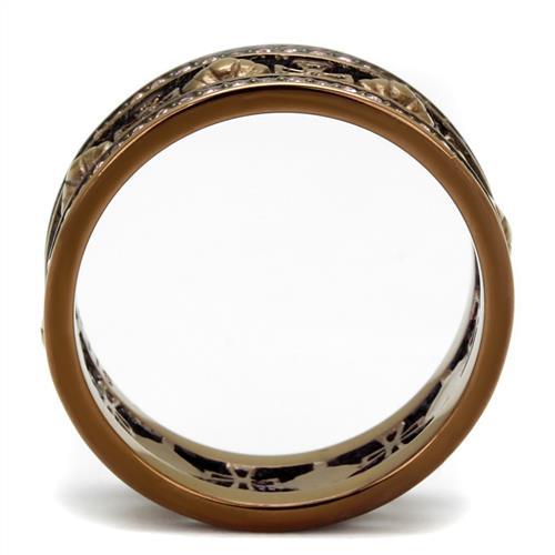 TK2204LC - IP Coffee light Stainless Steel Ring with Top Grade Crystal in Light Rose