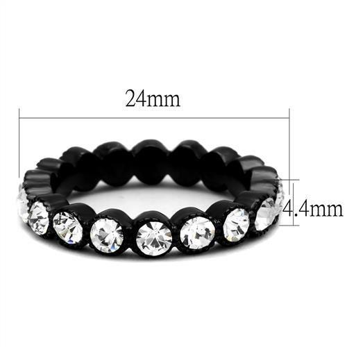 TK2207 - IP Black(Ion Plating) Stainless Steel Ring with Top Grade Crystal in Clear