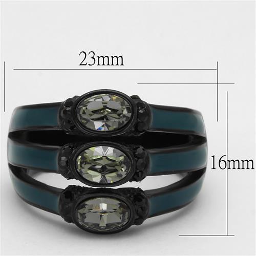 TK2214 - IP Black(Ion Plating) Stainless Steel Ring with Top Grade Crystal in Black Diamond