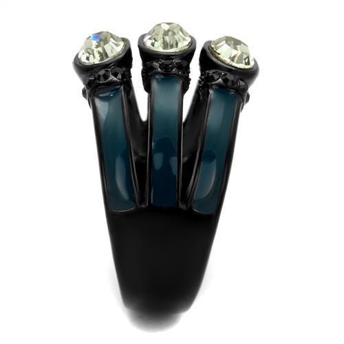 TK2214 - IP Black(Ion Plating) Stainless Steel Ring with Top Grade Crystal in Black Diamond