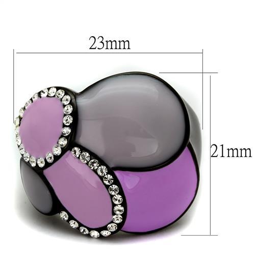 TK2215 - IP Black(Ion Plating) Stainless Steel Ring with Top Grade Crystal in Clear