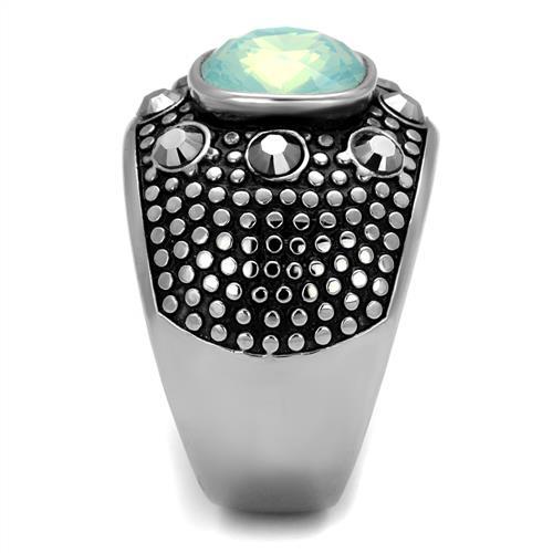 TK2223 - High polished (no plating) Stainless Steel Ring with Top Grade Crystal in Fireopal