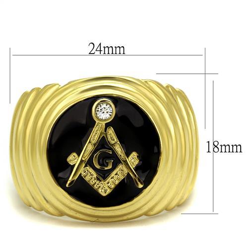 TK2224 - IP Gold(Ion Plating) Stainless Steel Ring with Top Grade Crystal in Clear