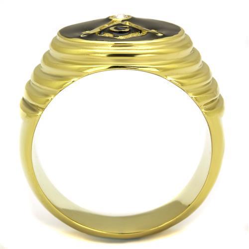 TK2224 - IP Gold(Ion Plating) Stainless Steel Ring with Top Grade Crystal in Clear