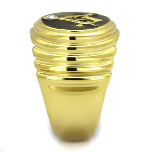 TK2224 - IP Gold(Ion Plating) Stainless Steel Ring with Top Grade Crystal in Clear