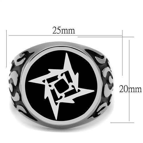 TK2225 - High polished (no plating) Stainless Steel Ring with Epoxy in Jet