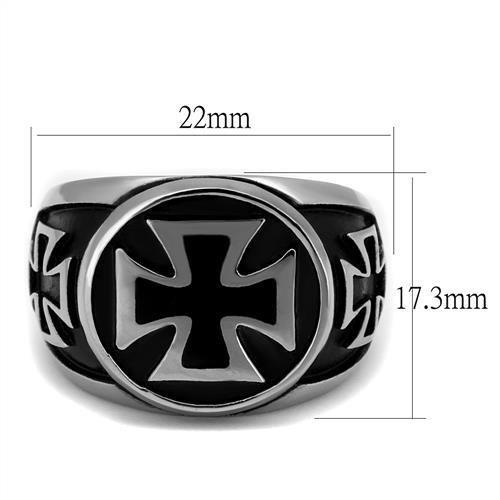 TK2226 - High polished (no plating) Stainless Steel Ring with Epoxy in Jet