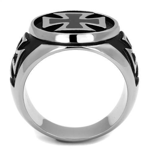 TK2226 - High polished (no plating) Stainless Steel Ring with Epoxy in Jet