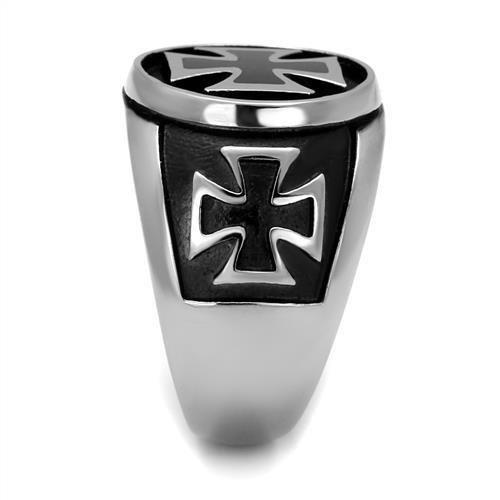 TK2226 - High polished (no plating) Stainless Steel Ring with Epoxy in Jet
