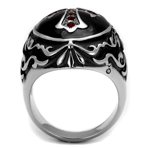 TK2229 - High polished (no plating) Stainless Steel Ring with Top Grade Crystal in Siam
