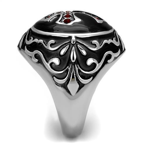 TK2229 - High polished (no plating) Stainless Steel Ring with Top Grade Crystal in Siam