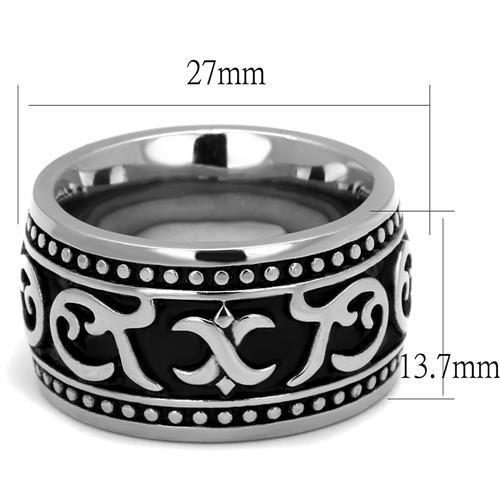 TK2233 - High polished (no plating) Stainless Steel Ring with Epoxy in Jet