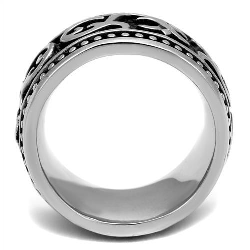 TK2233 - High polished (no plating) Stainless Steel Ring with Epoxy in Jet