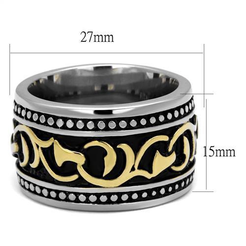 TK2234 - Two-Tone IP Gold (Ion Plating) Stainless Steel Ring with Epoxy in Jet
