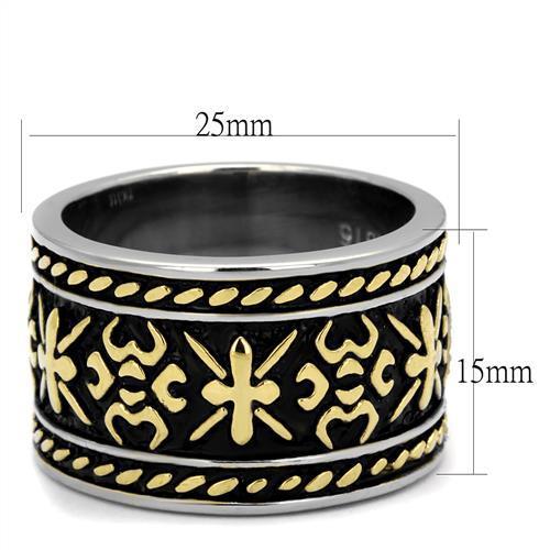 TK2236 - Two-Tone IP Gold (Ion Plating) Stainless Steel Ring with Epoxy in Jet