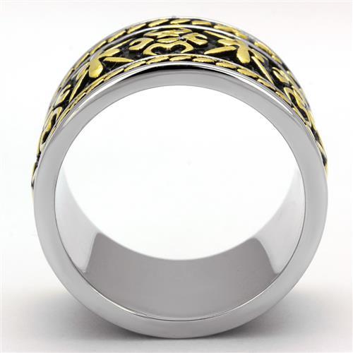 TK2236 - Two-Tone IP Gold (Ion Plating) Stainless Steel Ring with Epoxy in Jet