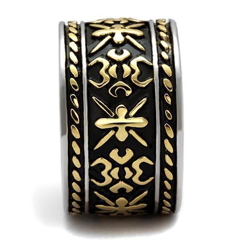 TK2236 - Two-Tone IP Gold (Ion Plating) Stainless Steel Ring with Epoxy in Jet