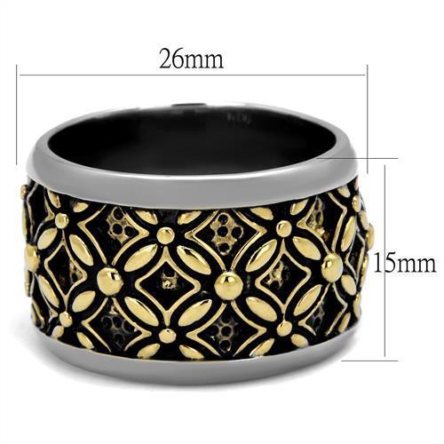 TK2237 - Two-Tone IP Gold (Ion Plating) Stainless Steel Ring with Epoxy in Jet