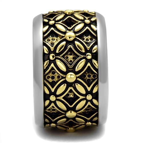 TK2237 - Two-Tone IP Gold (Ion Plating) Stainless Steel Ring with Epoxy in Jet