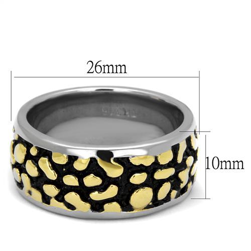 TK2238 - Two-Tone IP Gold (Ion Plating) Stainless Steel Ring with Epoxy in Jet
